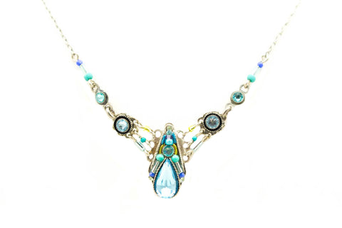 Aquamarine Camelia Simple Necklace by Firefly Jewelry