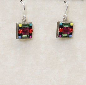 Multi Color Architectural Square Earrings by Firefly Jewelry