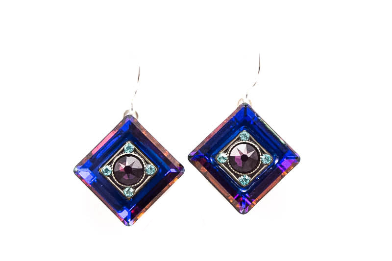 Amethyst La Dolce Vita Crystal Diagonal Earrings by Firefly Jewelry