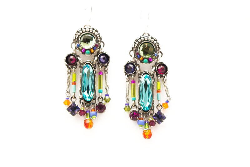 Multi Color Brilliant Large Chandlier Earrings by Firefly Jewelry