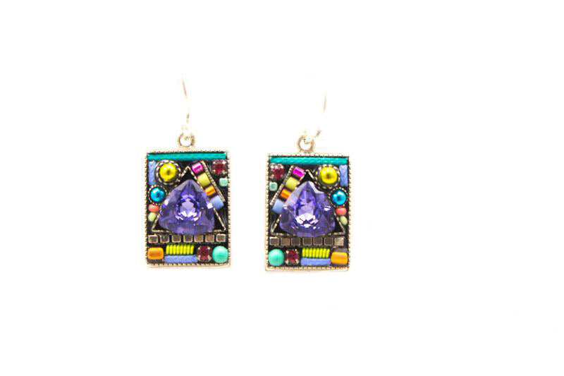 Multi Color Geometric Large Square Earrings by Firefly Jewelry