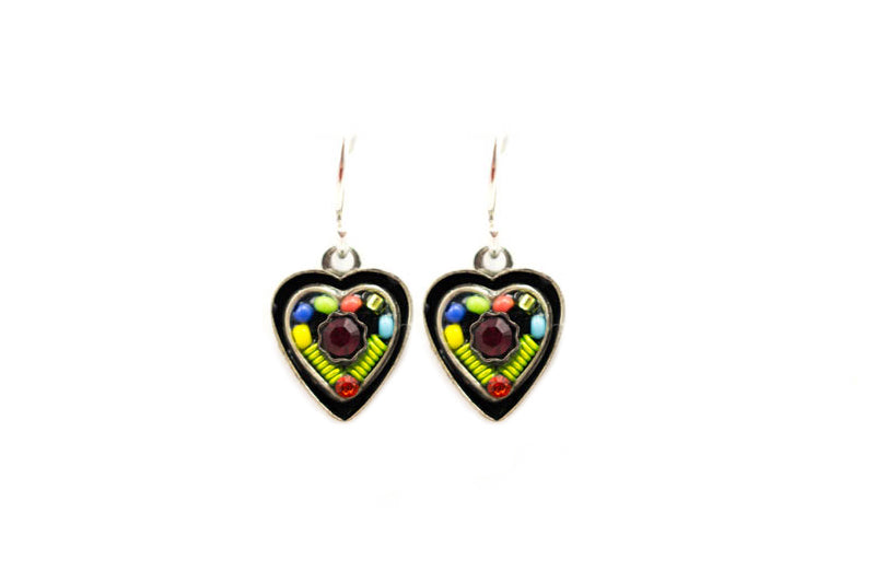 Multi Color Vintage Small Heart Earrings by Firefly Jewelry