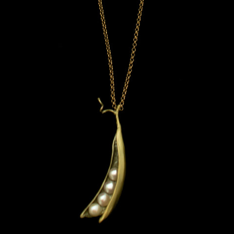 Pea Pod 18'' Adj. 4 Pearl Pendant By Michael Michaud