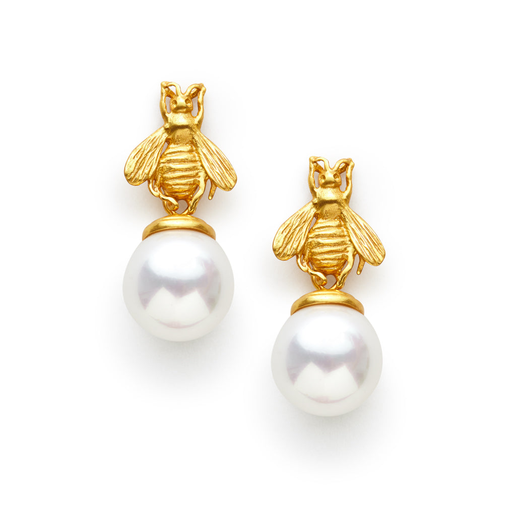 Bee Pearl Drop Earrings by Julie Vos