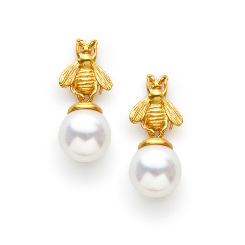 Bee Pearl Drop Earrings by Julie Vos