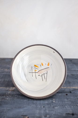 Happy Pasta Bowl Hand Painted Ceramic