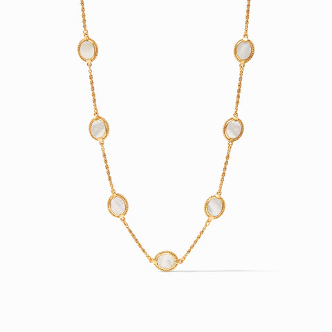 Calypso Delicate Station Necklace Gold Mother of Pearl 17-18-19 Inches by Julie Vos