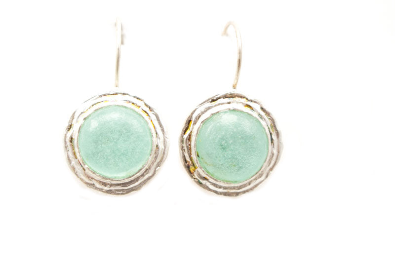 Large Round Washed Roman Glass Earrings