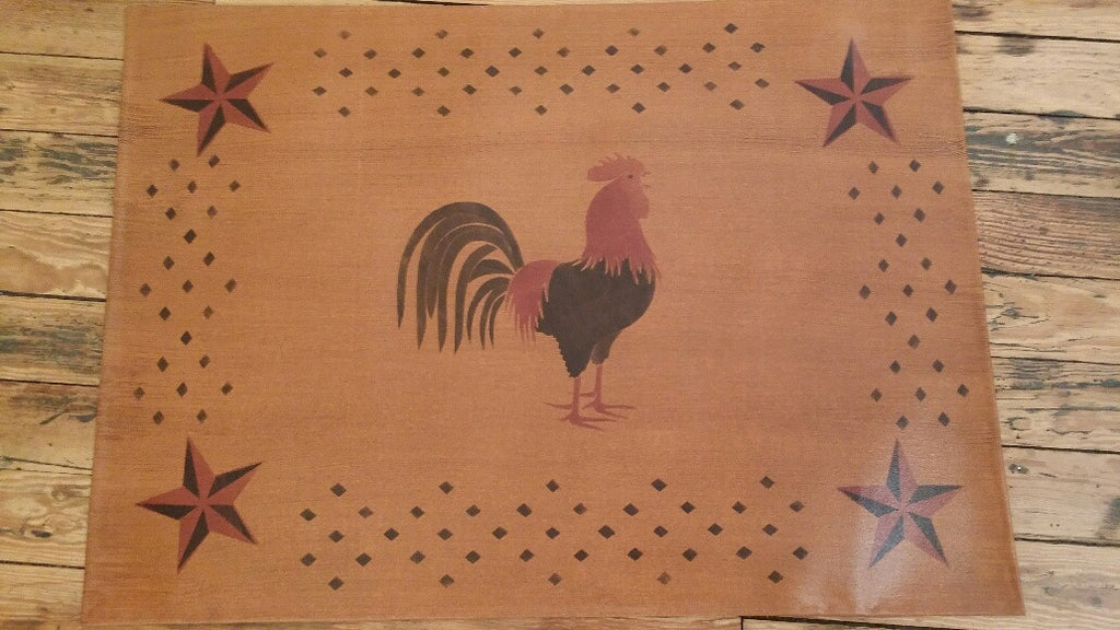Rooster Floorcloth in Antique - Size 24" x 36"