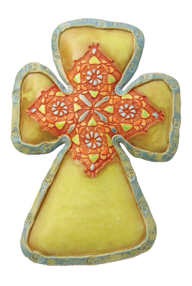 Red Patch Small Cross Ceramic Wall Art