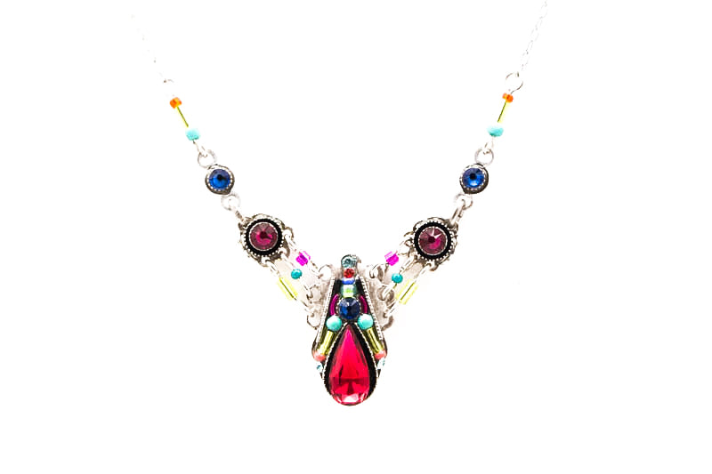 Multi Color Scarlet Camelia Simple Necklace by Firefly Jewelry