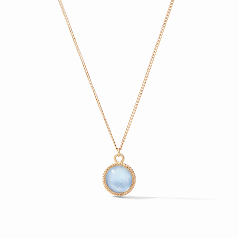 Fleur&shy;de&shy;Lis Solitaire Necklace Gold Iridescent Chalcedony Blue Reversible by Julie Vos