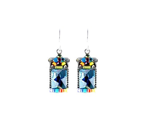 Multi Color Mosaic Square Crystal Earring by Firefly Jewelry