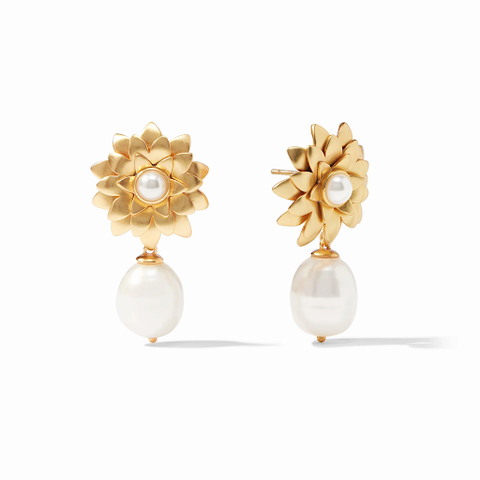 Flora Gold Pearl Drop Earrings by Julie Vos