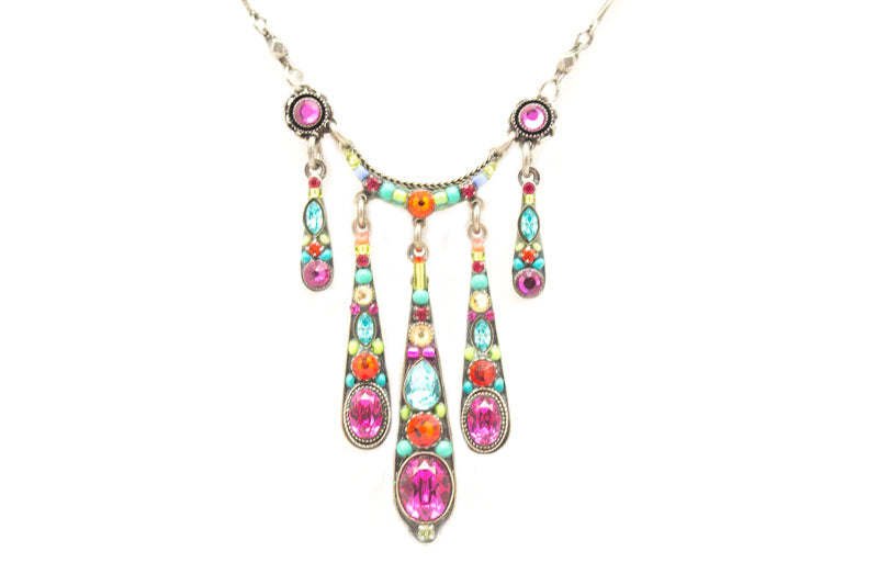 Multi Color Stilleto 5-Drop Necklace by Firefly Jewelry