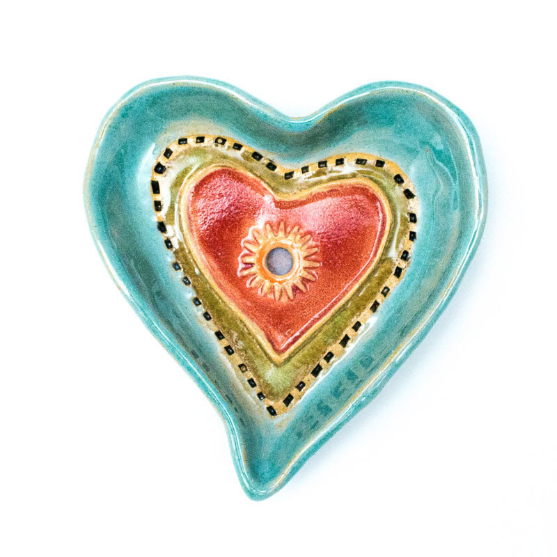 Heart Dish in Blue Ceramic Wall Art