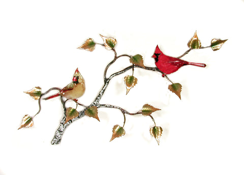 Cardinals (2) on Birch Branch Wall Art by Bovano Cheshire