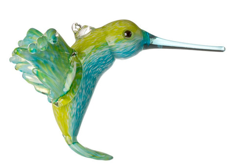 Hummingbird Green Handblown Glass Ornament