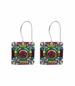 Multi Color Four Fleuar-De-Lis Elaborate Earrings by Firefly Jewelry