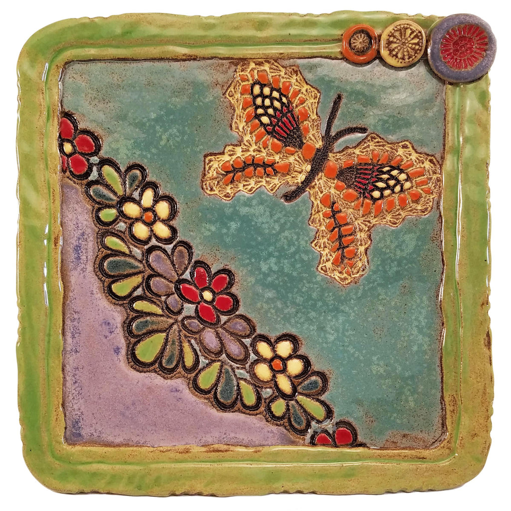 Butterfly Garden Ceramic Wall Art by Laurie Pollpeter
