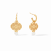 Simone Hoop &amp; Charm Earring Gold Iridescent Clear Crystal and Pearl by Julie Vos