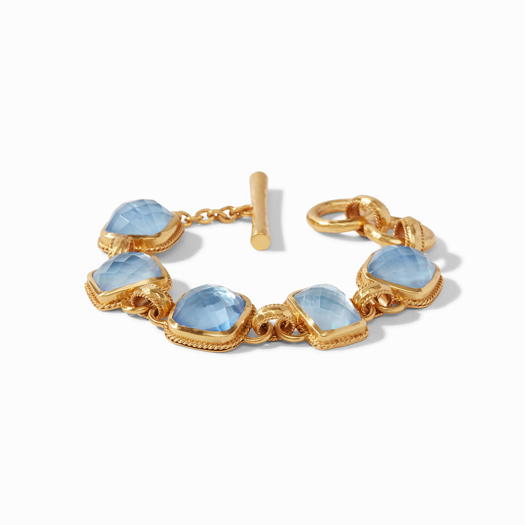 Savoy Demi Bracelet Gold Iridescent Chalcedony Blue by Julie Vos