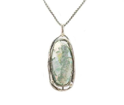 Long Oval Roman Glass Necklace