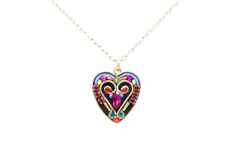 Multi Color Romantic Heart Pendant Necklace by Firefly Jewelry