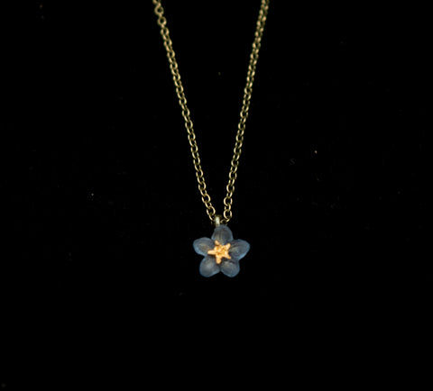 Forget Me Not 16'' Adj. Single Flower Pendant By Michael Michaud