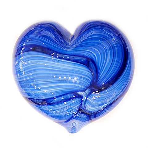 Heart in Cerulean Blue Handblown Glass Paperweight