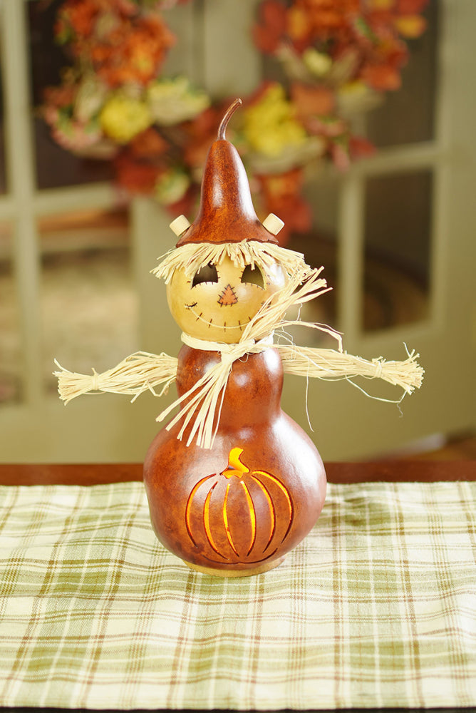 Timmy Scarecrow Small Tall Lit Gourd