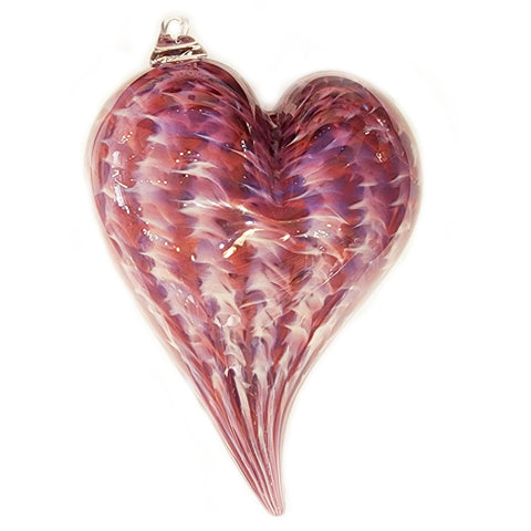 Heart in Pink and Purple Handblown Glass Decoration