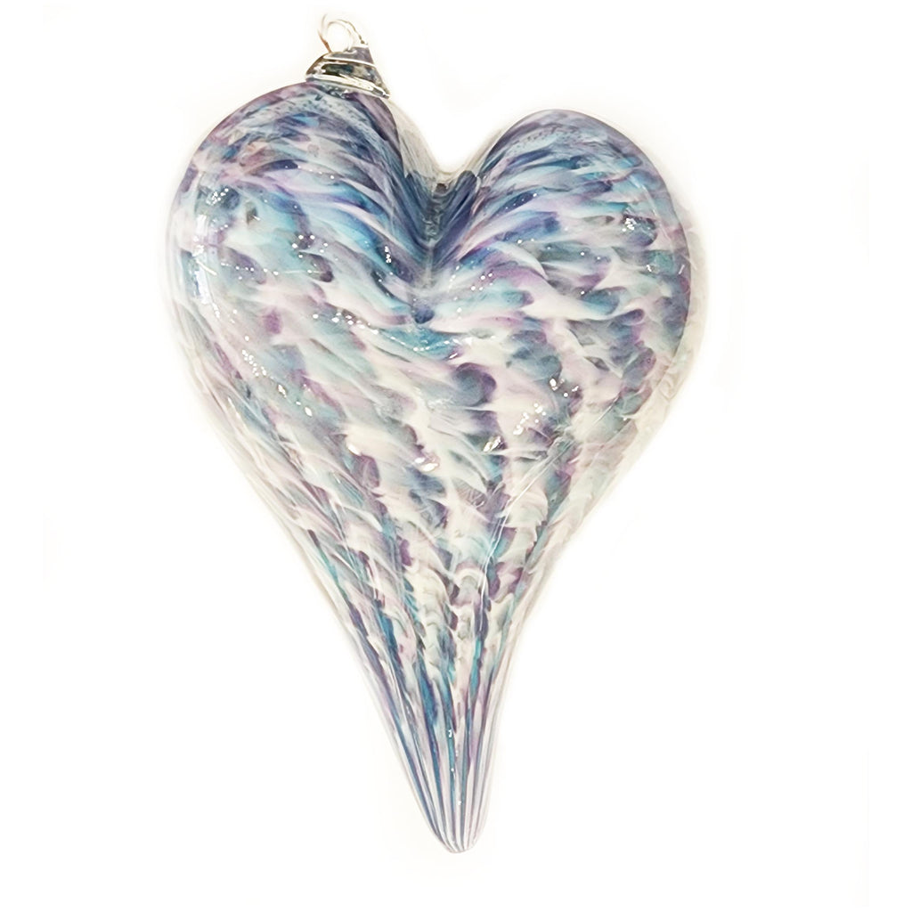 Heart in Purple and Teal Handblown Glass Decoration