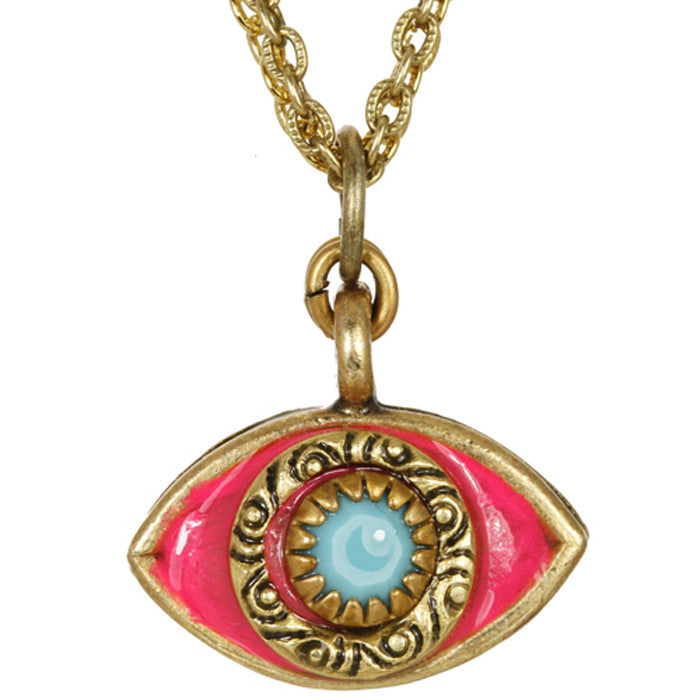 Pink and Blue Medium Evil Eye Necklace by Michal Golan