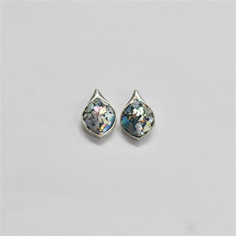 Tear Shaped Post Roman Glass Earrings