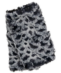 Snow Owl with Cuddly Black Luxury Faux Fur Fingerless Gloves