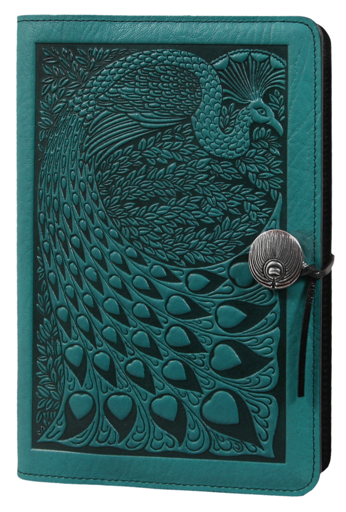 Small Leather Journal -  Peacock in Teal