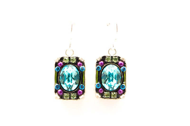 Light Turquoise Petite Crystal Earrings by Firefly Jewelry
