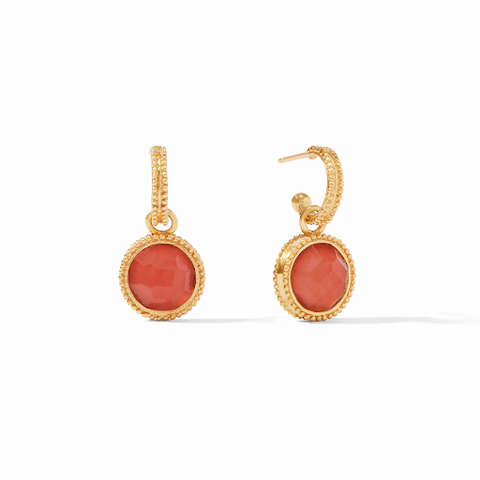 Fleur-de-Lis Gold Iridescent Coral Reversible Hoop and Charm Earrings by Julie Vos