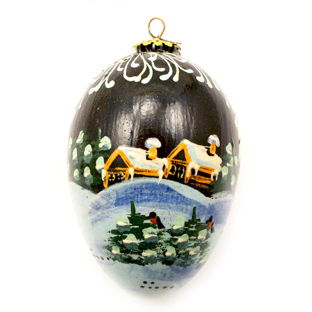 Birch Tree Egg Shape Ceramic Ornament
