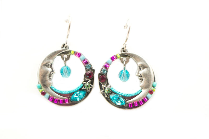 Turquoise Celestial Moon Earrings by Firefly Jewelry