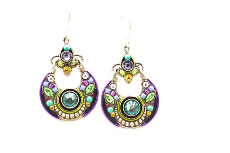 Light Turquoise Lunette Hoop Earrings by Firefly Jewelry