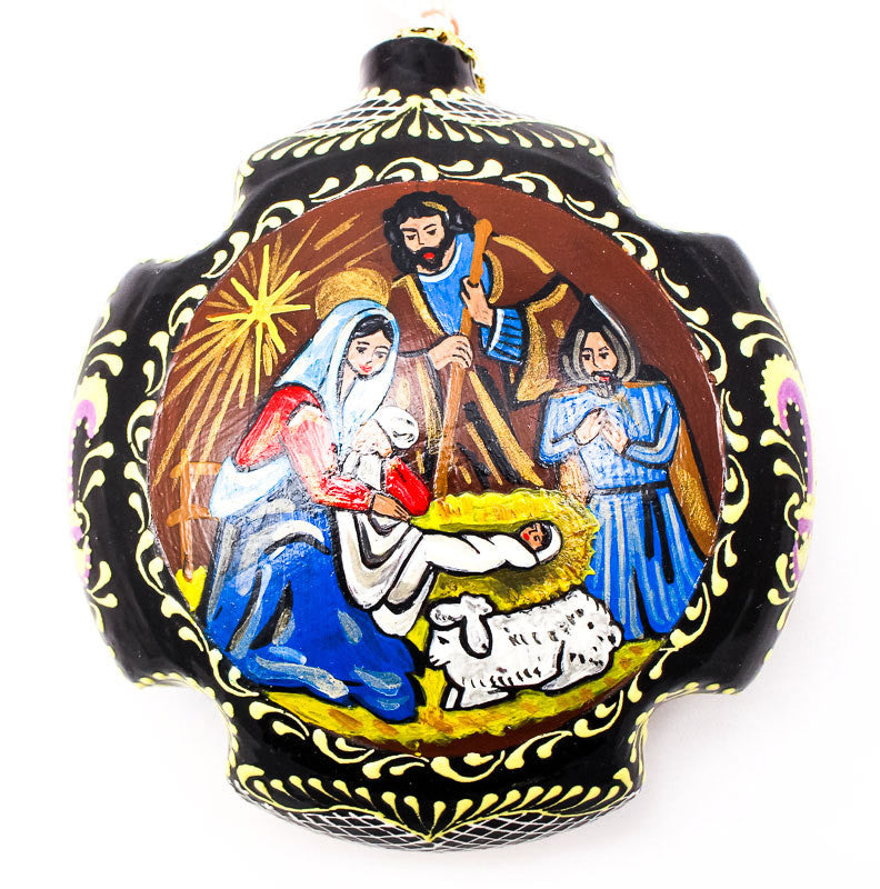 Nativity Humble Beginnings Large Cross Ceramic Ornament