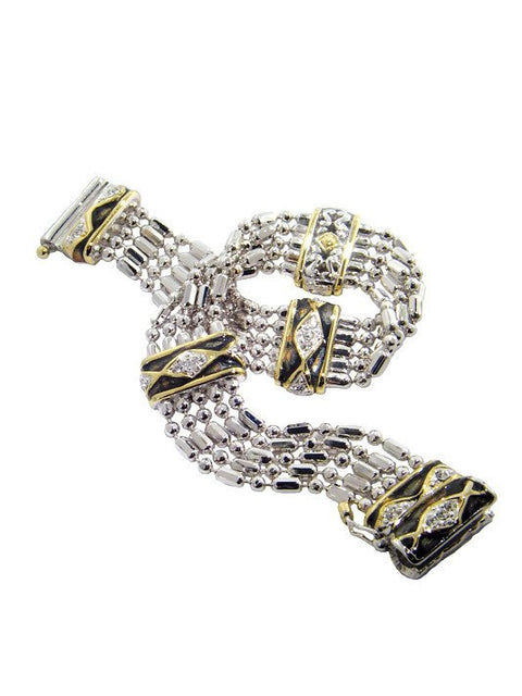 Lattice Collection, Black Abalone Edition, Pave 5 Strand Bracelet by John Medeiros