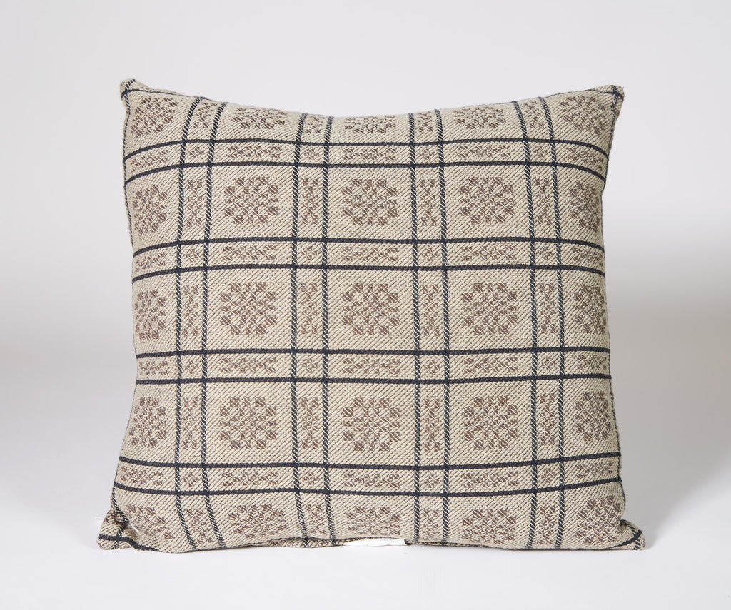 Rose & Trellis Pillow in Wheat and Brown
