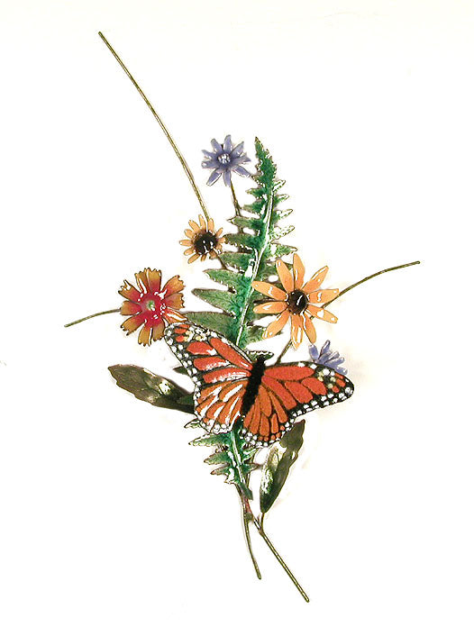 Monarch with Black Eyed Susan and Enameled Fern Wall Art by Bovano Cheshire