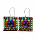 Multi Color Complex Square Earrings by Firefly Jewelry