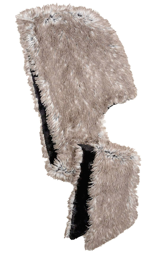Arctic Fox with Cuddly Black Luxury Faux Fur Hoody Scarf