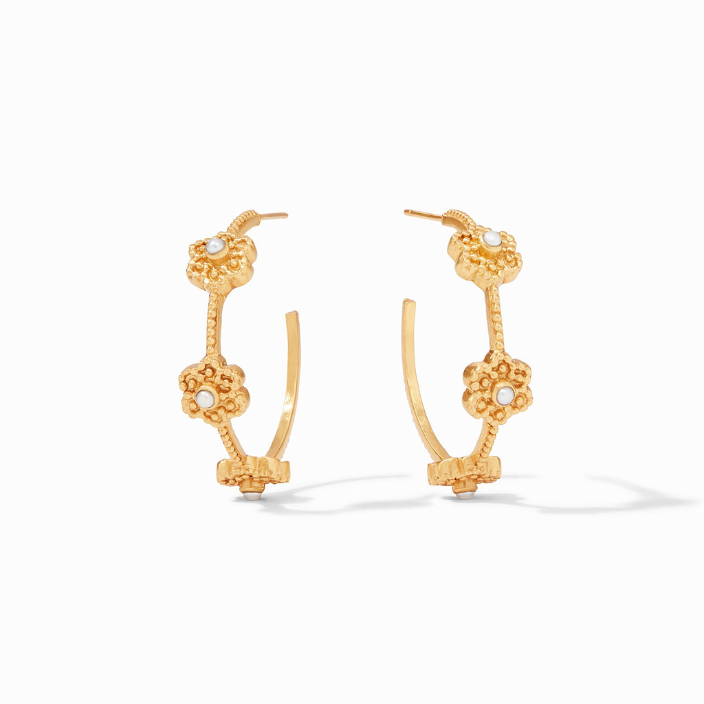 Colette Pearl Hoop Earrings Gold Pearl Medium by Julie Vos