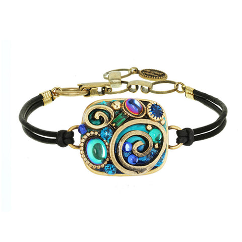 Emerald Square Leather Bracelet by Michal Golan